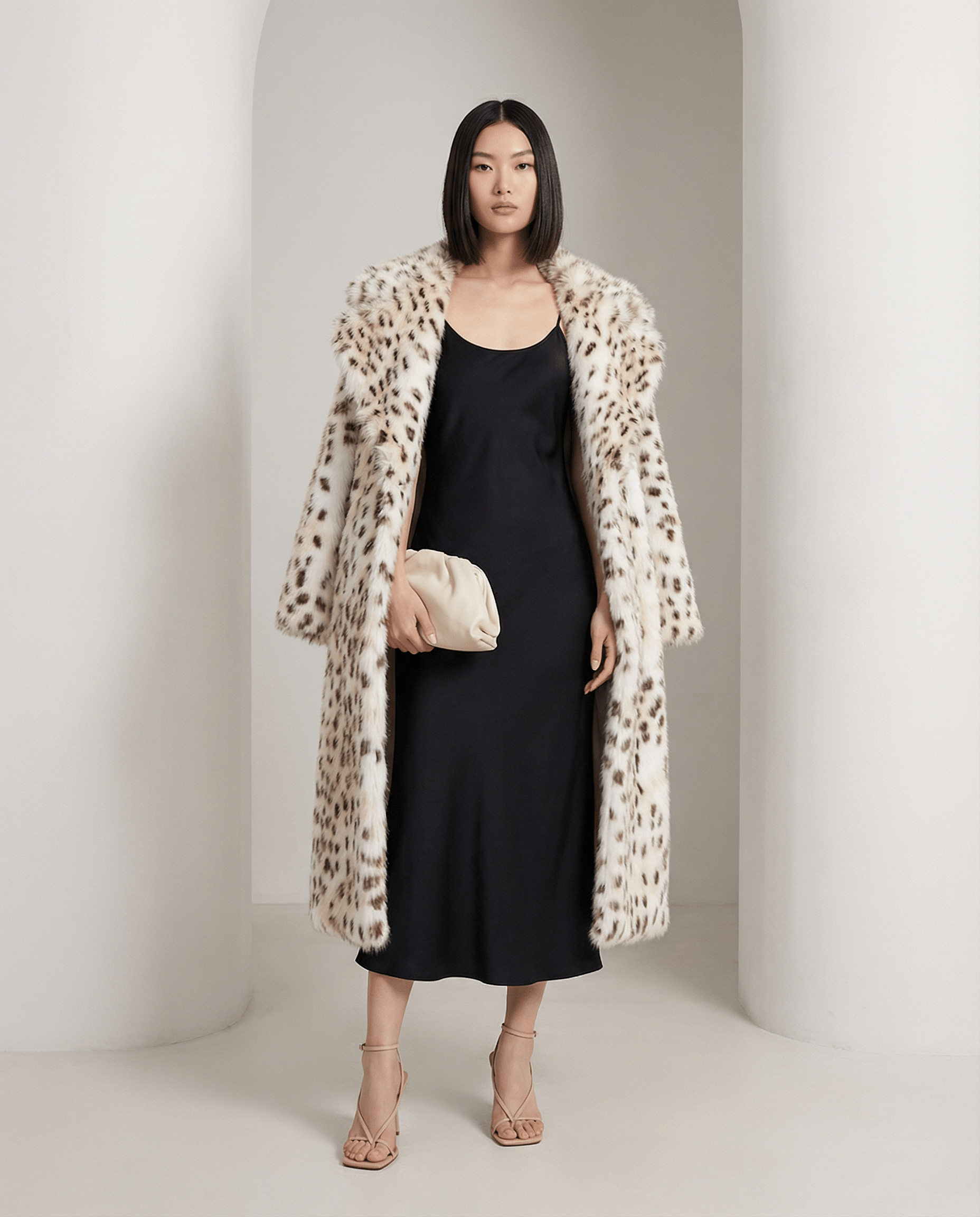 Asteria Snow-Leopard Faux-Fur Coat