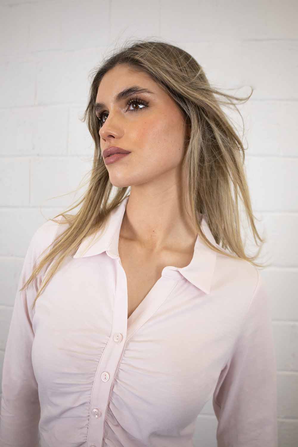 Addison Ruched Cotton Shirt