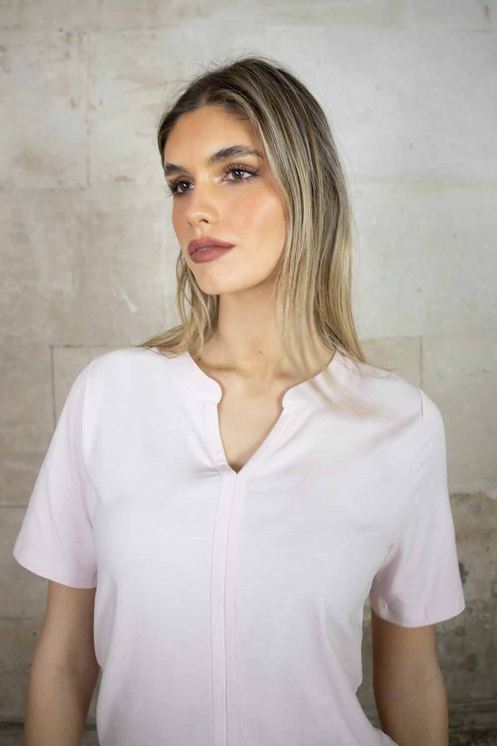 Bella Short Sleeve V Cotton Tee