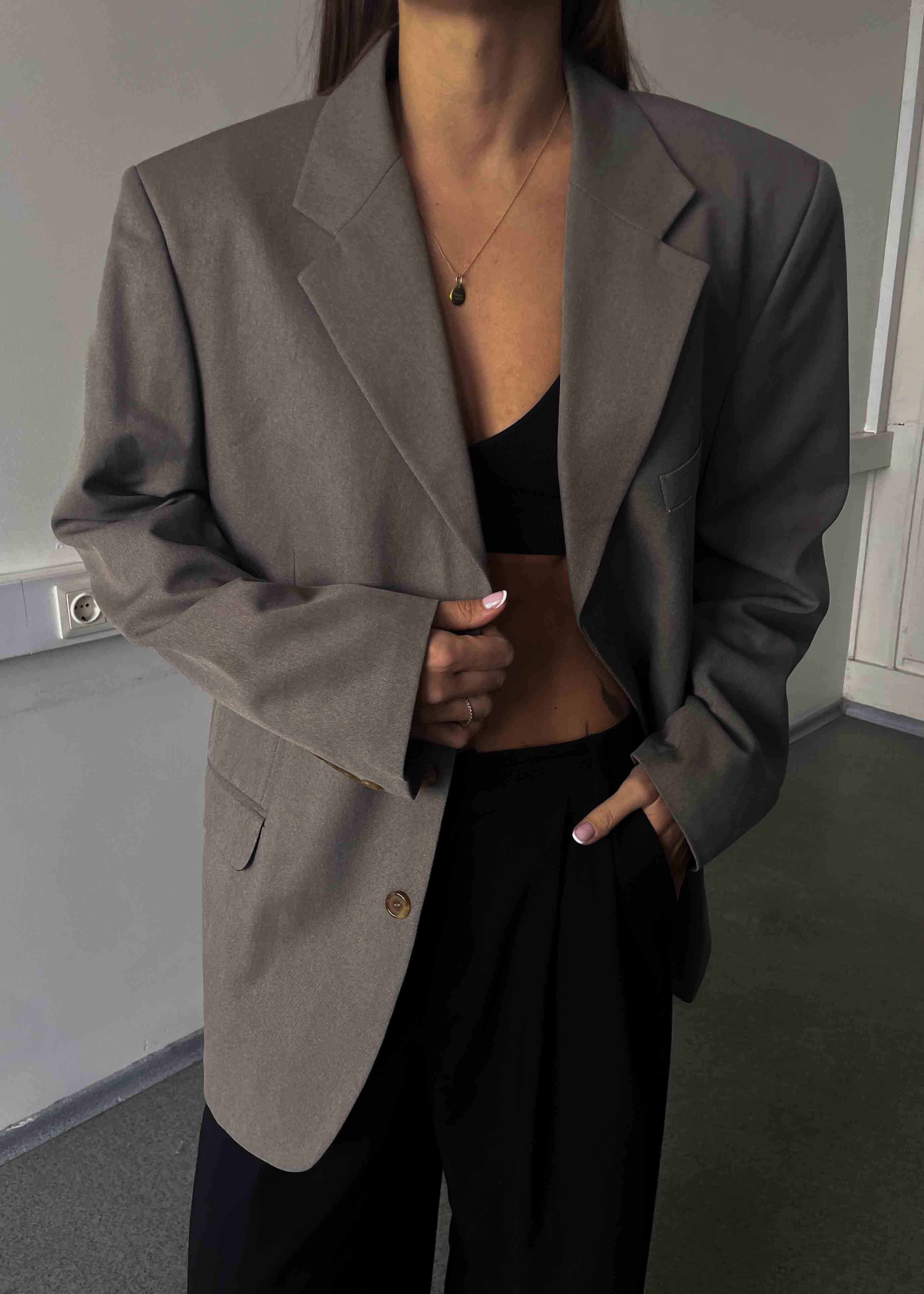 Vintage Light Grey Oversized Blazer