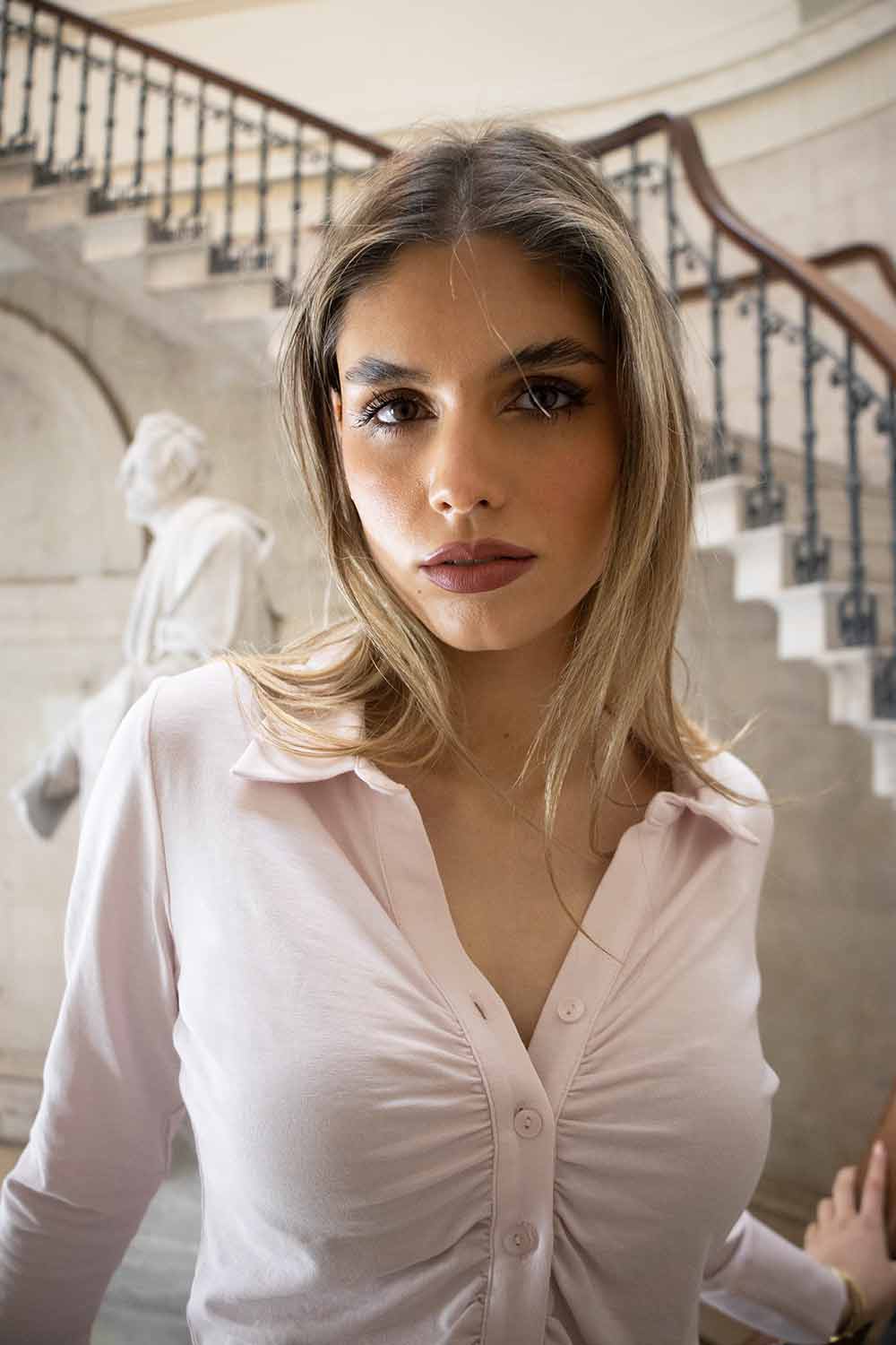 Addison Ruched Cotton Shirt