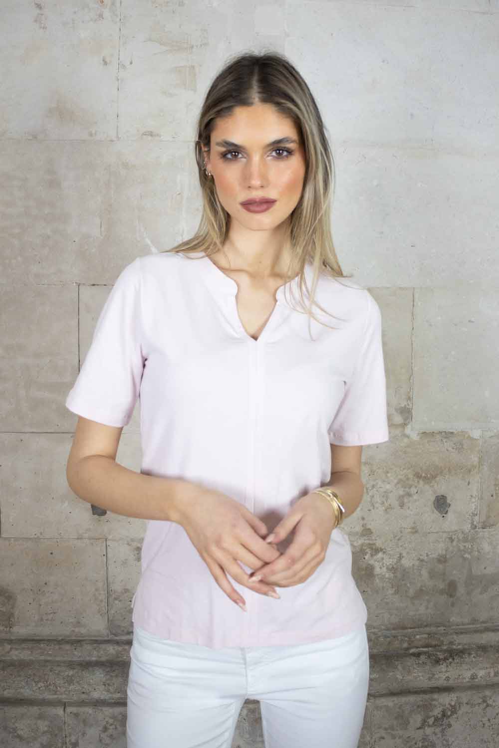 Bella Short Sleeve V Cotton Tee