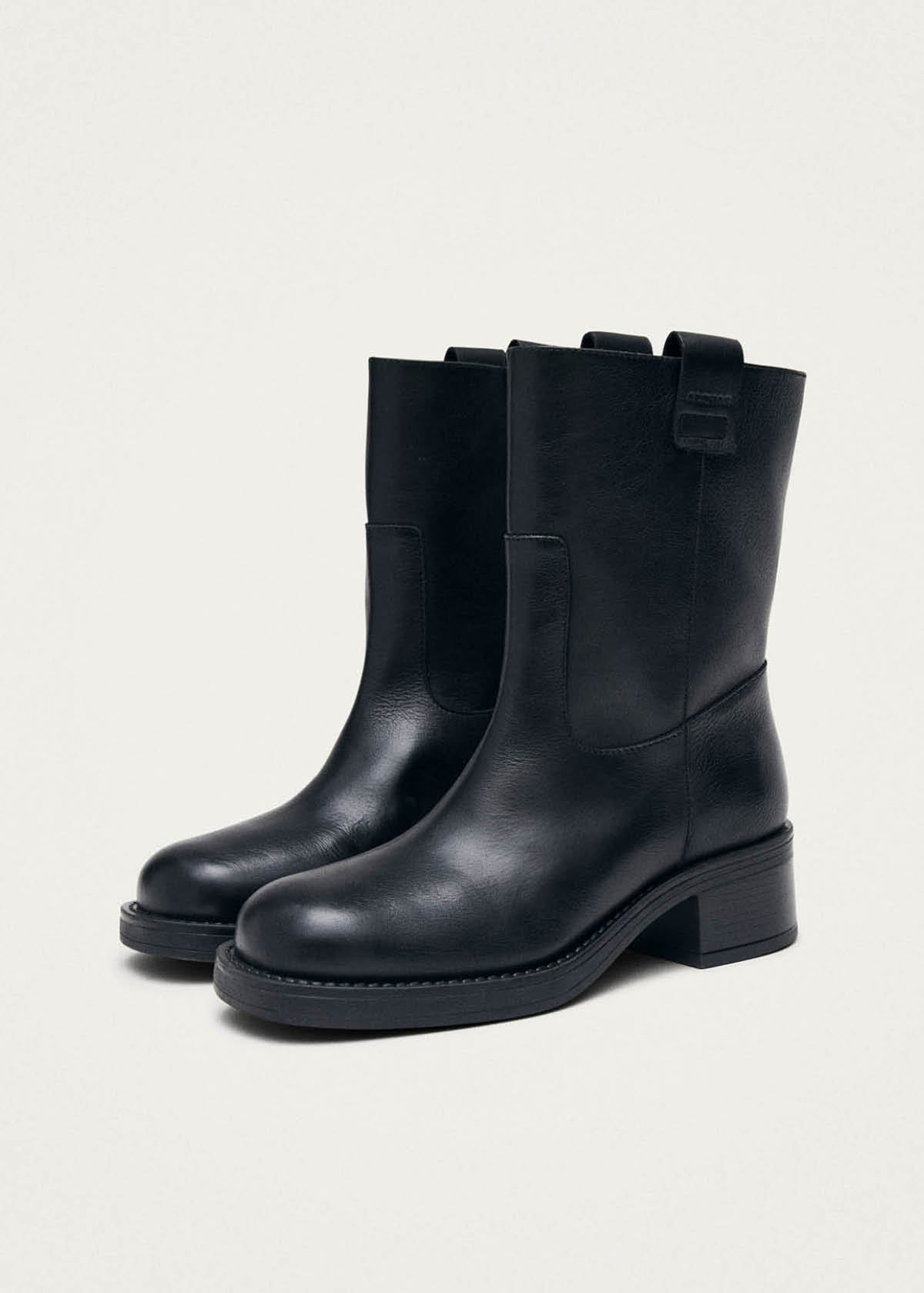Rajan Black Leather Boots